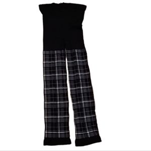 Hanna Andersson Footless Nylon Black and White Plaid Tights 110 120 NWOT